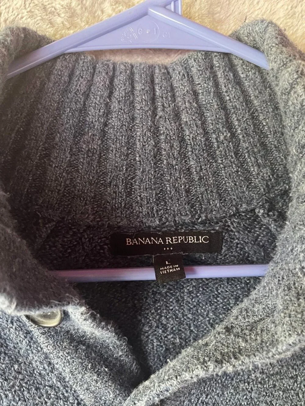 Banana Republic Men’s Blue Mock Neck Button-Front Sweater - Size Large